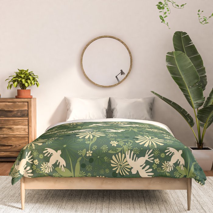 Birds & Flowers Green Comforter Gallery Image 3