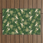 Birds & Flowers Green Outdoor Rug Gallery Image 1