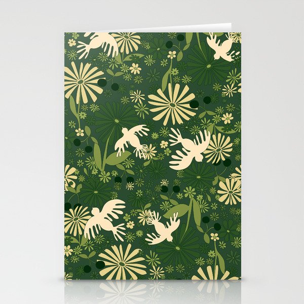 Birds & Flowers Green Stationery Card Gallery Image 2