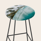 Split View Paradise - Ocean and Palm Tree Wall Art Stool Gallery Image 2