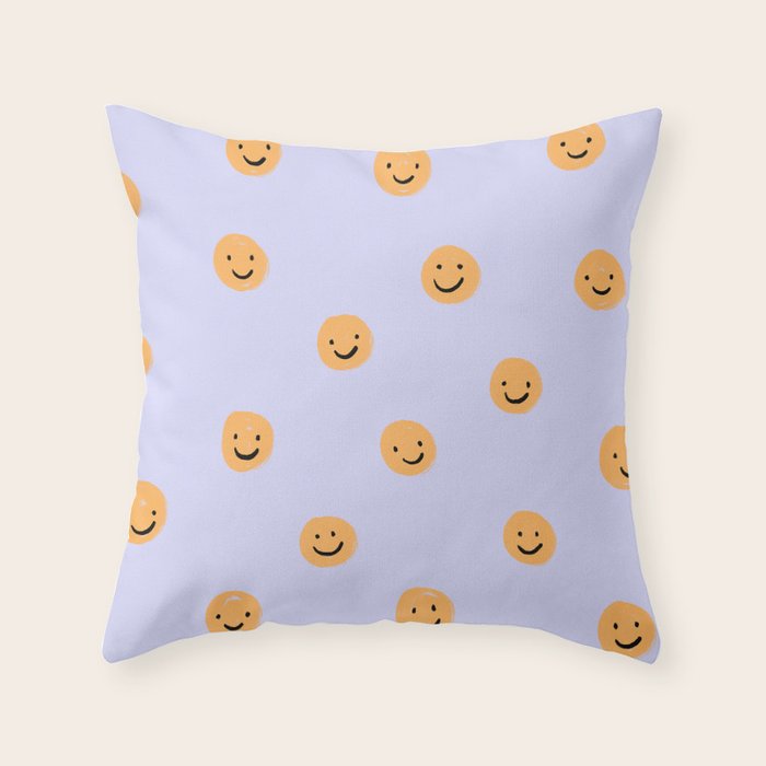 Purple Smiley Face Throw Pillow Gallery Image 1