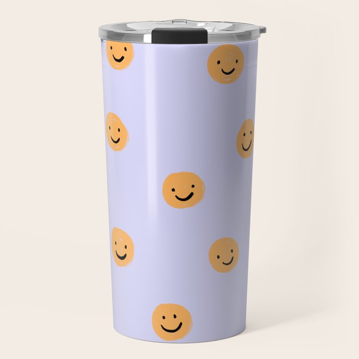 Purple Smiley Face Travel Mug Gallery Image 1