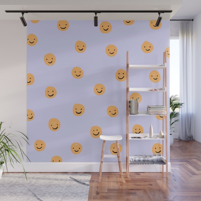 Purple Smiley Face Wall Mural Gallery Image 1