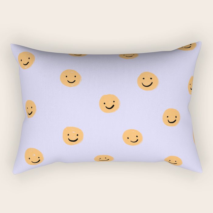 Purple Smiley Face Rectangular Pillow Gallery Image 1