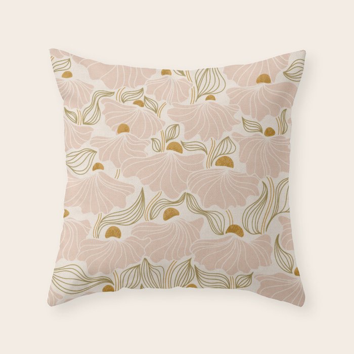 calming essentialsNatural flow meadow blush Throw Pillow Gallery Image 1