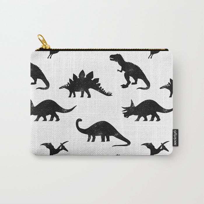 Black + White Dinosaurs Carry All Pouch Gallery Image 1