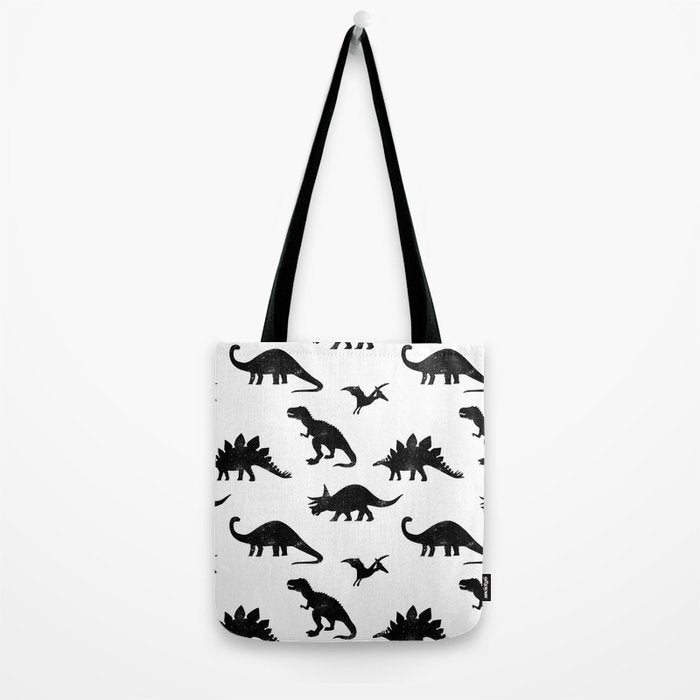 Black + White Dinosaurs Tote Bag Gallery Image 2