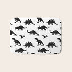 Black + White Dinosaurs Bath Mat Gallery Image 1