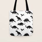 Black + White Dinosaurs Tote Bag Gallery Image 1