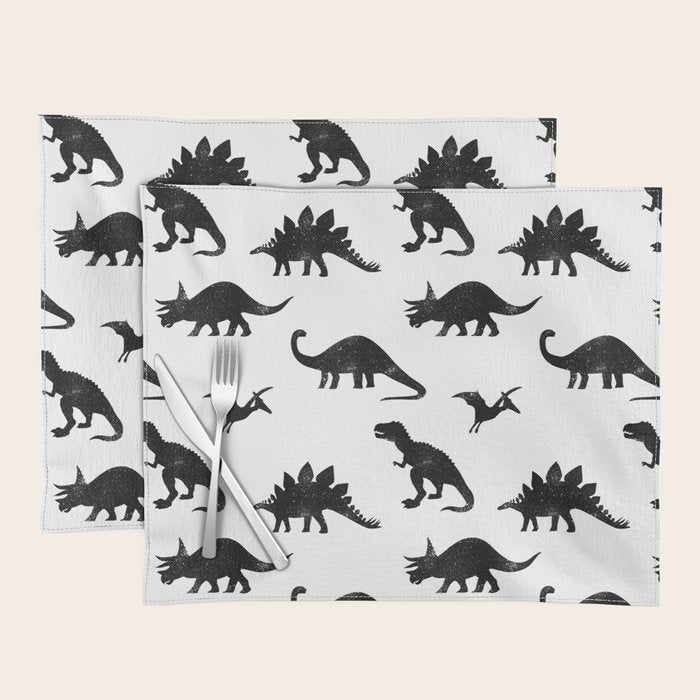 Black + White Dinosaurs Placemat Gallery Image 1