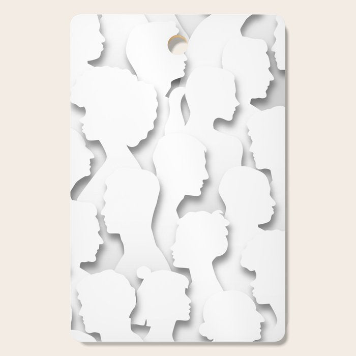 Diverse people paper cut crowd pattern Cutting Board Gallery Image 1