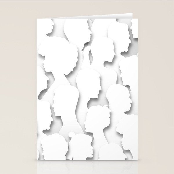 Diverse people paper cut crowd pattern Stationery Card Gallery Image 2