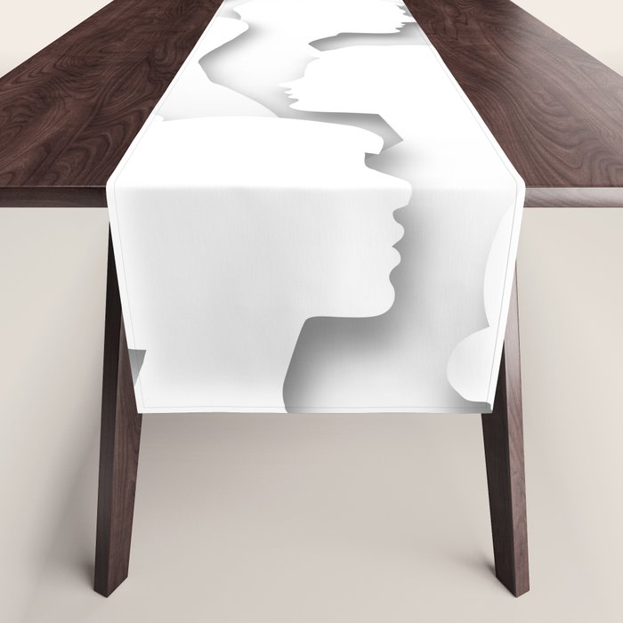 Diverse people paper cut crowd pattern Table Runner Gallery Image 1