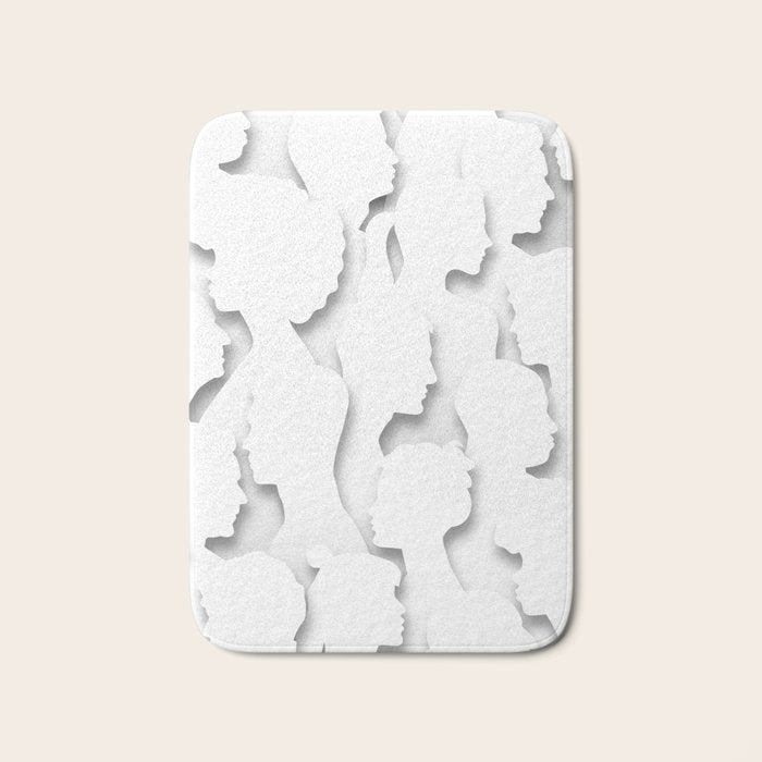 Diverse people paper cut crowd pattern Bath Mat Gallery Image 1