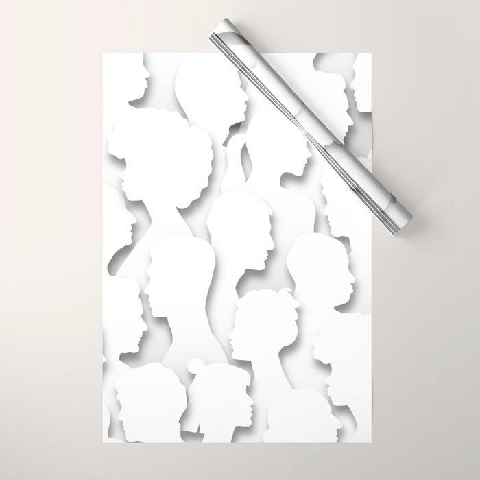 Diverse people paper cut crowd pattern Wrapping Paper Gallery Image 1