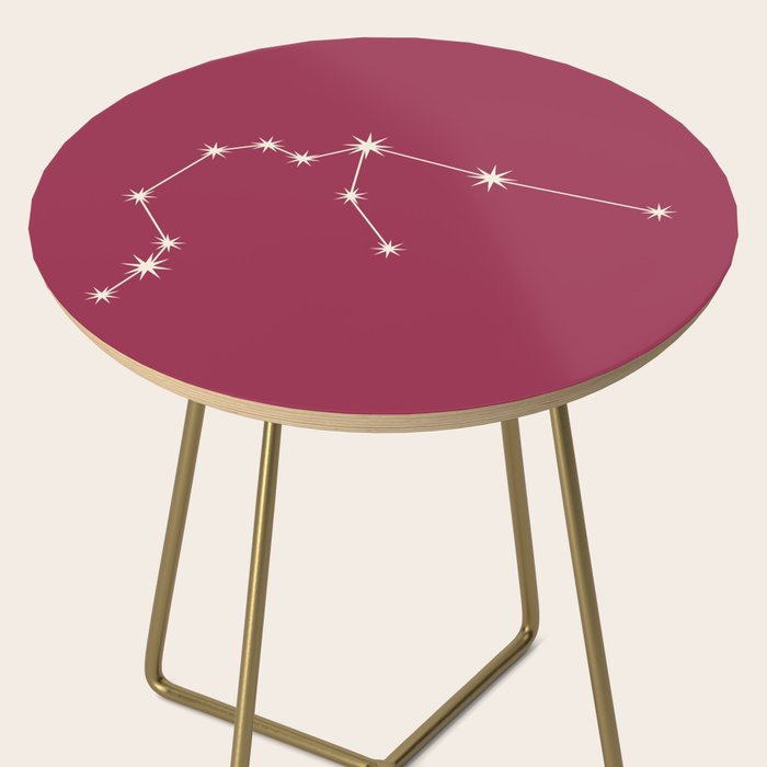 Aquarius Zodiac Star Constellation Line Art Pink Side Table Gallery Image 2