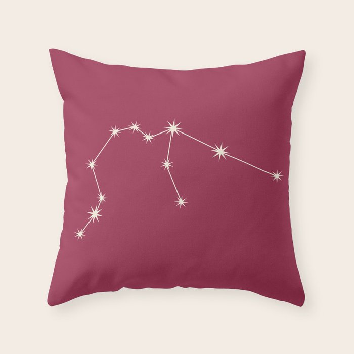 Aquarius Zodiac Star Constellation Line Art Pink Throw Pillow Gallery Image 6