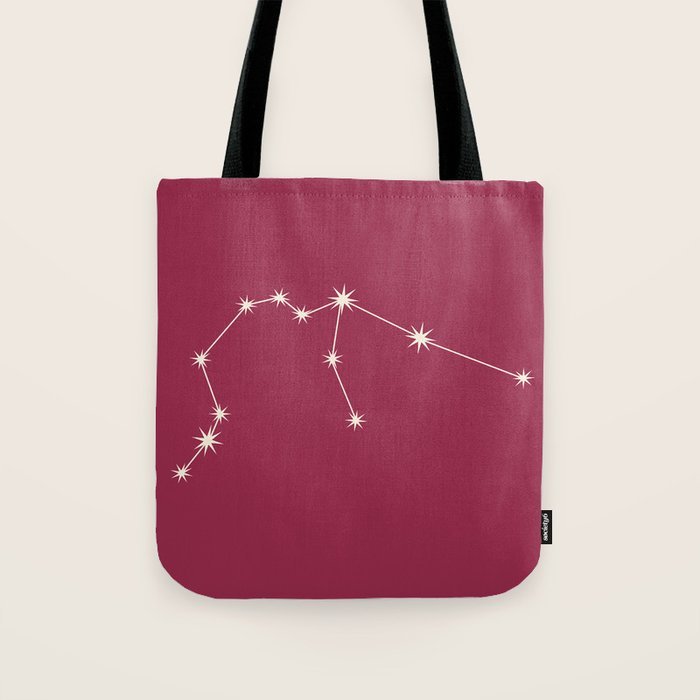 Aquarius Zodiac Star Constellation Line Art Pink Tote Bag Gallery Image 1