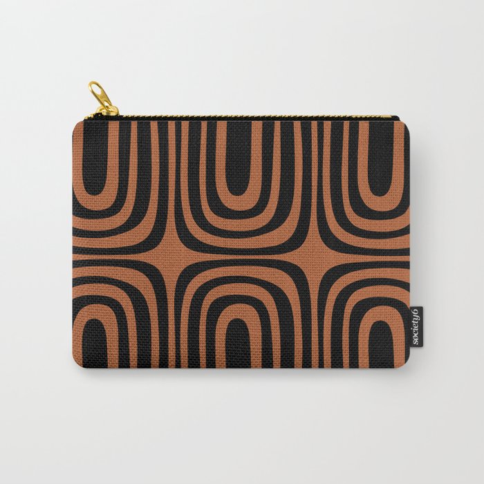 Midcentury Modern Rust and Black Abstract Confaab Pattern Carry All Pouch Gallery Image 1