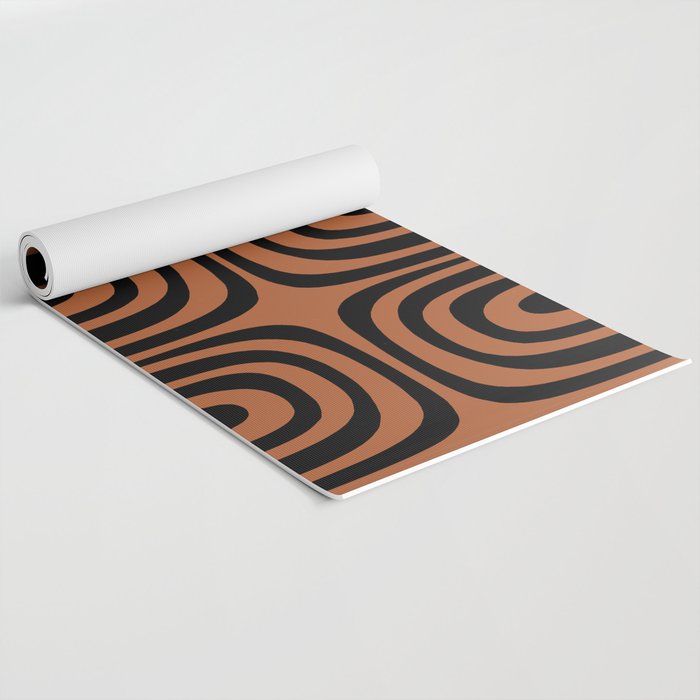 Midcentury Modern Rust and Black Abstract Confaab Pattern Yoga Mat Gallery Image 2