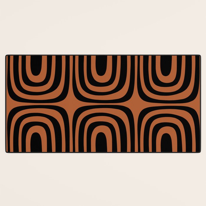 Midcentury Modern Rust and Black Abstract Confaab Pattern Desk Mat Gallery Image 3