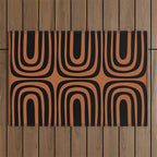 Midcentury Modern Rust and Black Abstract Confaab Pattern Outdoor Rug Gallery Image 1