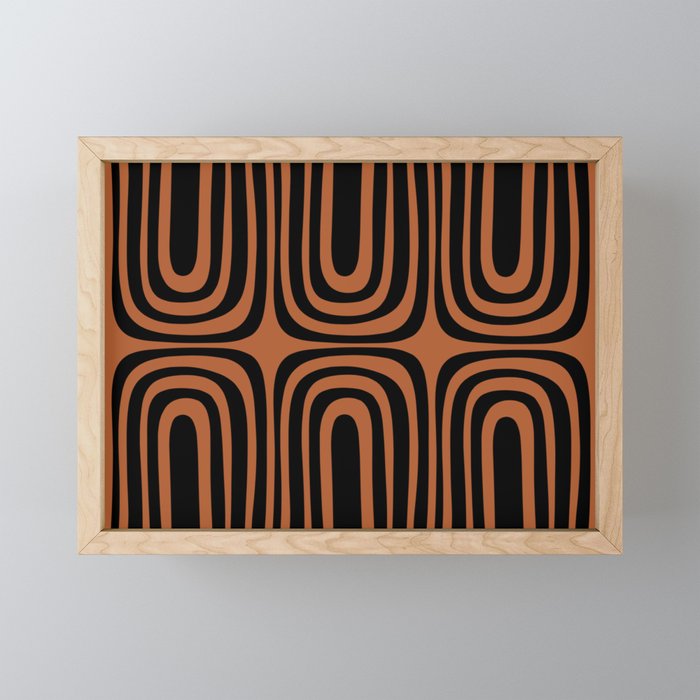 Midcentury Modern Rust and Black Abstract Confaab Pattern Mini Art Print Gallery Image 1