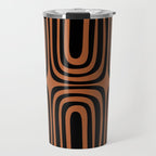 Midcentury Modern Rust and Black Abstract Confaab Pattern Travel Mug Gallery Image 1