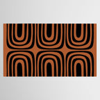 Midcentury Modern Rust and Black Abstract Confaab Pattern Tablecloth Gallery Image 2