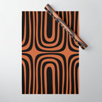 Midcentury Modern Rust and Black Abstract Confaab Pattern Wrapping Paper Gallery Image 1