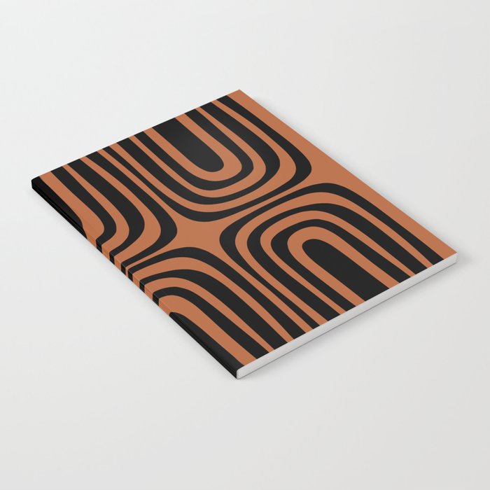 Midcentury Modern Rust and Black Abstract Confaab Pattern Notebook Gallery Image 1