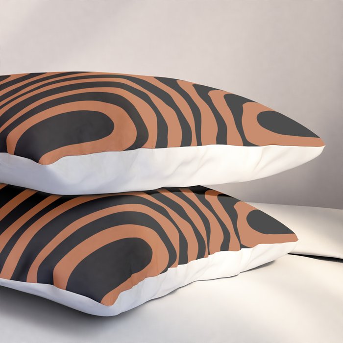 Midcentury Modern Rust and Black Abstract Confaab Pattern Pillow Sham Gallery Image 3