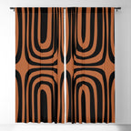 Midcentury Modern Rust and Black Abstract Confaab Pattern Window Curtain Gallery Image 5