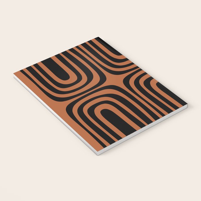 Midcentury Modern Rust and Black Abstract Confaab Pattern Notebook Gallery Image 3