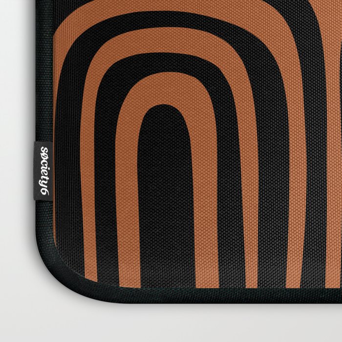 Midcentury Modern Rust and Black Abstract Confaab Pattern Laptop Sleeve Gallery Image 3