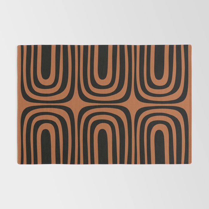 Midcentury Modern Rust and Black Abstract Confaab Pattern Rug Gallery Image 2