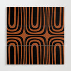 Midcentury Modern Rust and Black Abstract Confaab Pattern Wood Wall Art Gallery Image 1