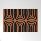 Midcentury Modern Rust and Black Abstract Confaab Pattern Welcome Mat Gallery Image 1