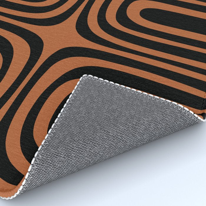 Midcentury Modern Rust and Black Abstract Confaab Pattern Rug Gallery Image 4