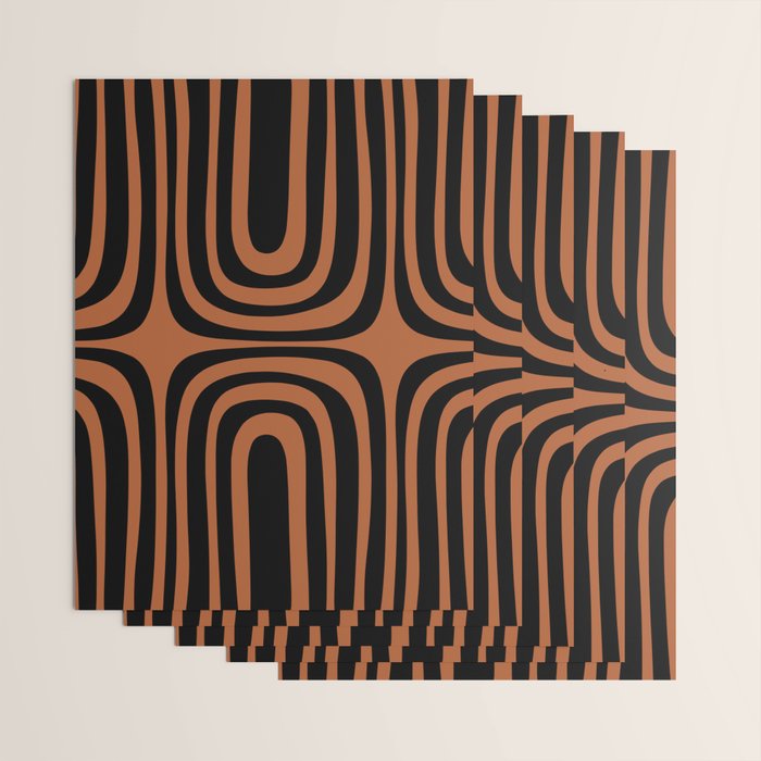 Midcentury Modern Rust and Black Abstract Confaab Pattern Wrapping Paper Gallery Image 3