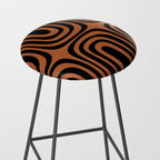 Midcentury Modern Rust and Black Abstract Confaab Pattern Stool Gallery Image 2