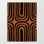 Midcentury Modern Rust and Black Abstract Confaab Pattern Poster Gallery Image 4