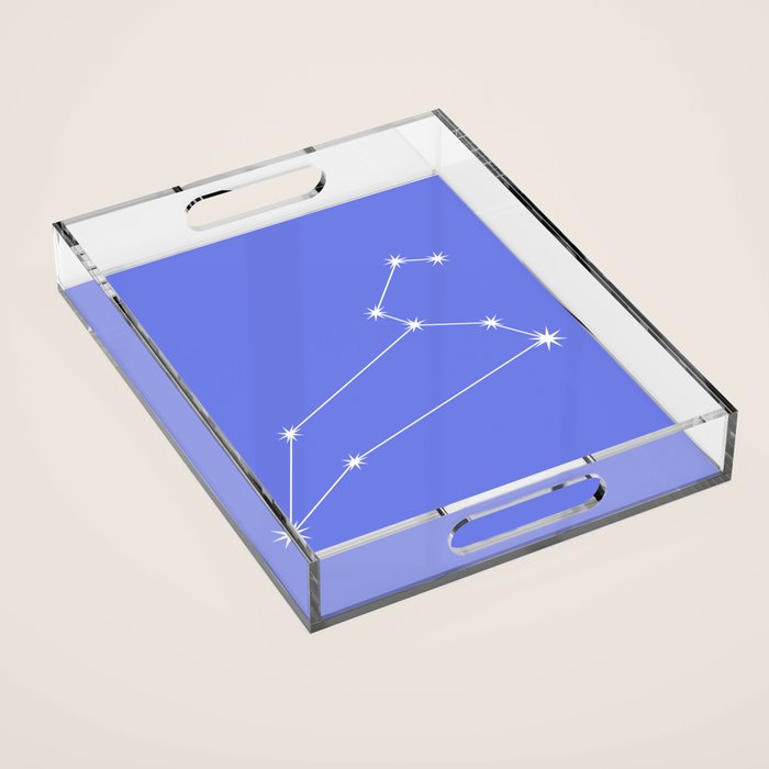 Leo Zodiac Star Constellation Line Art Periwinkle Purple Acrylic Tray Gallery Image 1