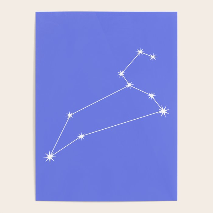 Leo Zodiac Star Constellation Line Art Periwinkle Purple Poster Gallery Image 1