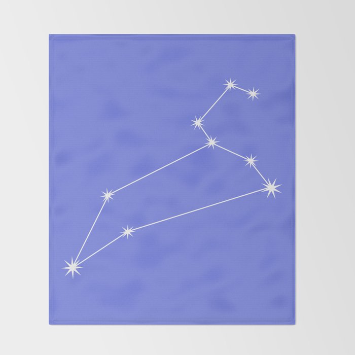 Leo Zodiac Star Constellation Line Art Periwinkle Purple Throw Blanket Gallery Image 2