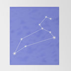 Leo Zodiac Star Constellation Line Art Periwinkle Purple Throw Blanket Gallery Image 2