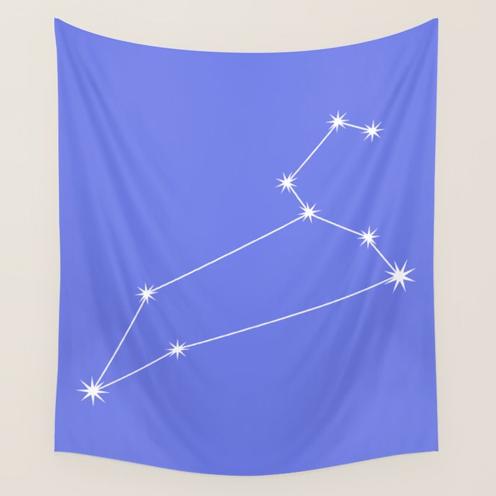 Leo Zodiac Star Constellation Line Art Periwinkle Purple Wall Tapestry Gallery Image 1