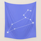 Leo Zodiac Star Constellation Line Art Periwinkle Purple Wall Tapestry Gallery Image 4
