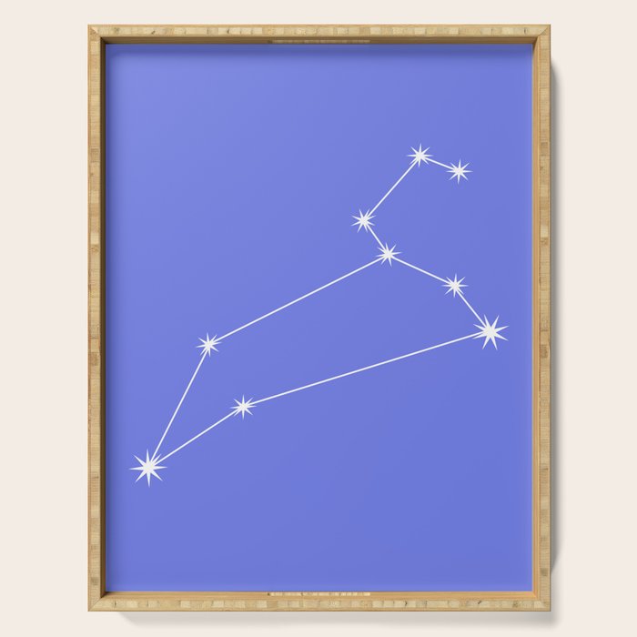 Leo Zodiac Star Constellation Line Art Periwinkle Purple Serving Tray Gallery Image 1