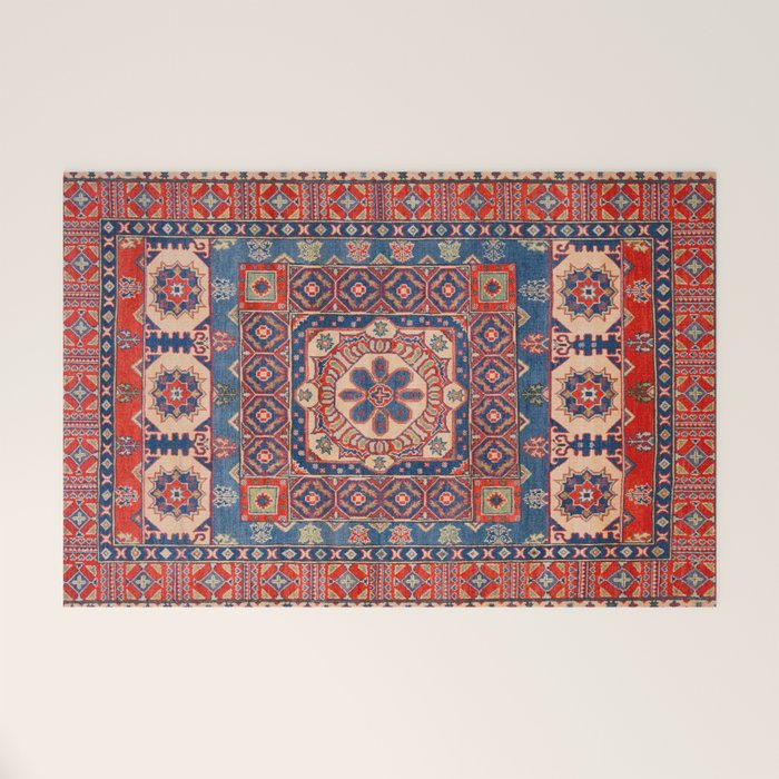 Square Bloom Kazak Handmade Rug Welcome Mat Gallery Image 1